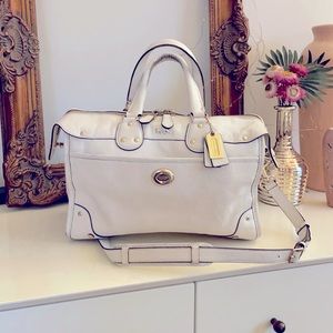 Coach Ryder white leather duffel bag